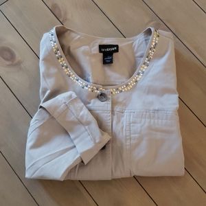 EUC Lane Bryant Khaki Button Down Jacket w/ Studs